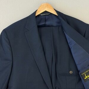 Jack Victor Napoli CT Suit Blazer Pants 2-Piece Mens 44R Navy Wool Super 100s